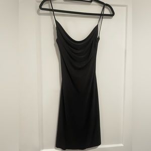 Sexy low back black mini dress
